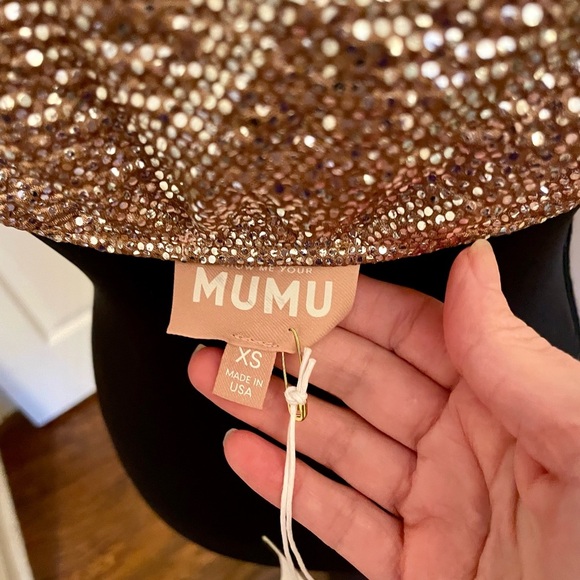 Show Me Your Mumu Micro Tube Top Champagne Silver Confetti Size S Sparkly Retro - Picture 6 of 8